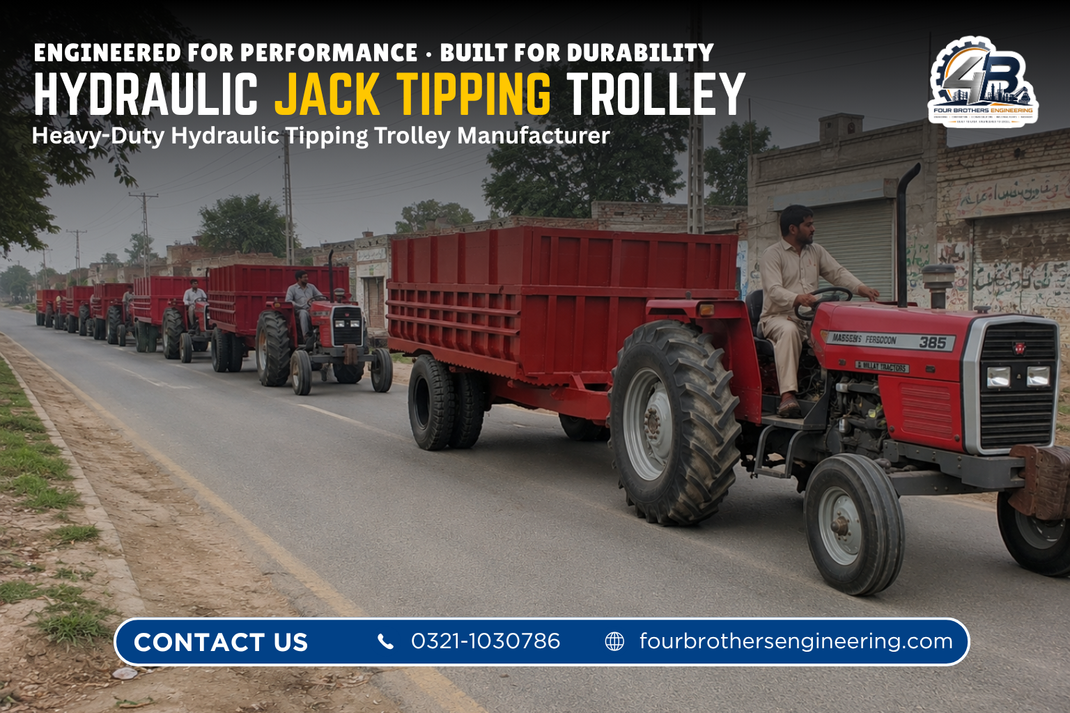 Top Tipping Trolley Manufacturers in Pakistan Hydraulic jack trolley fabricated by Four Brothers Engineering — view 3