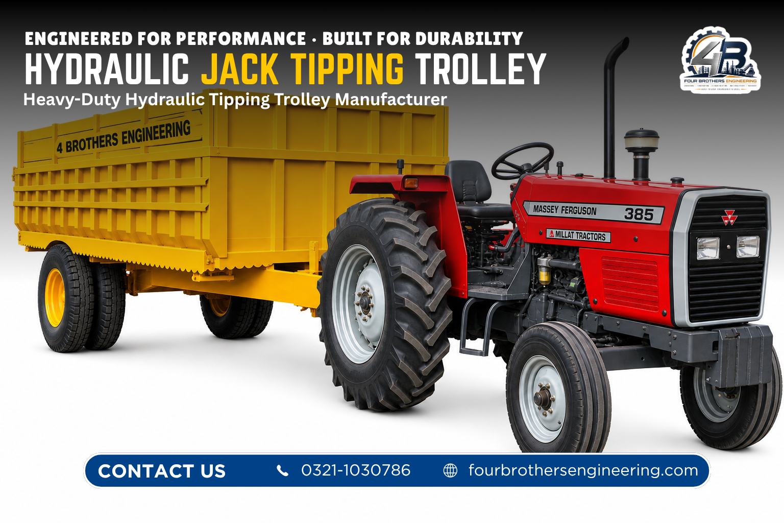 Top Tipping Trolley Manufacturers in Pakistan Hydraulic jack trolley fabricated by Four Brothers Engineering — view 2