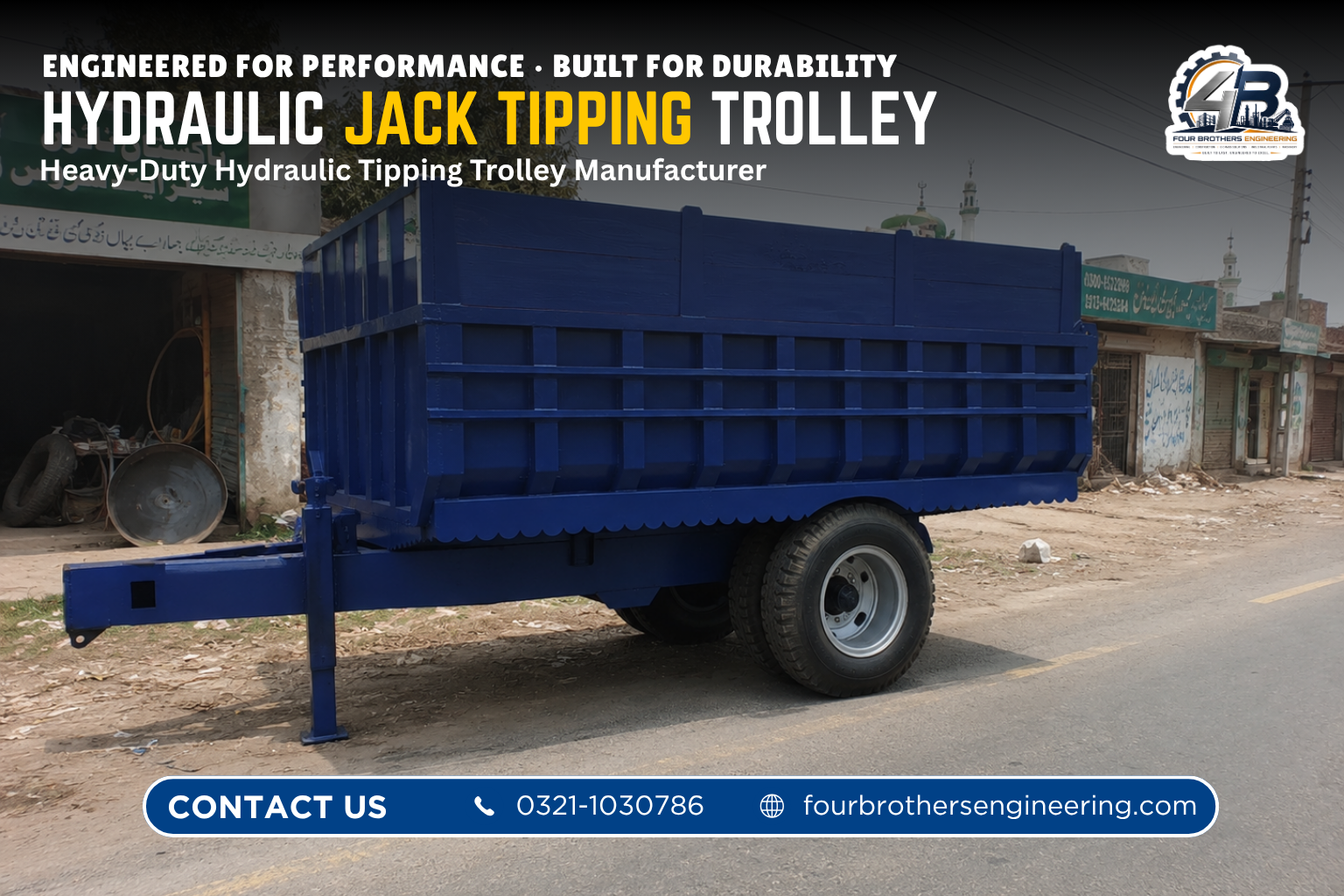Sand trolley manufactured by Four Brothers Engineering in Pakistan