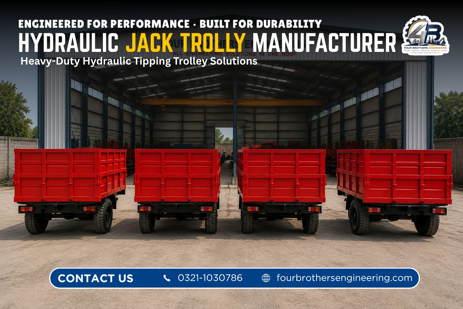 Hydraulic trolley manufacturing and fabrication process at Four Brothers Engineering