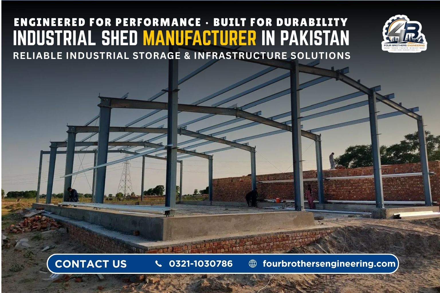 Industrial sheds manufacturer in Pakistan - PEB steel structure shed by Four Brothers Engineering