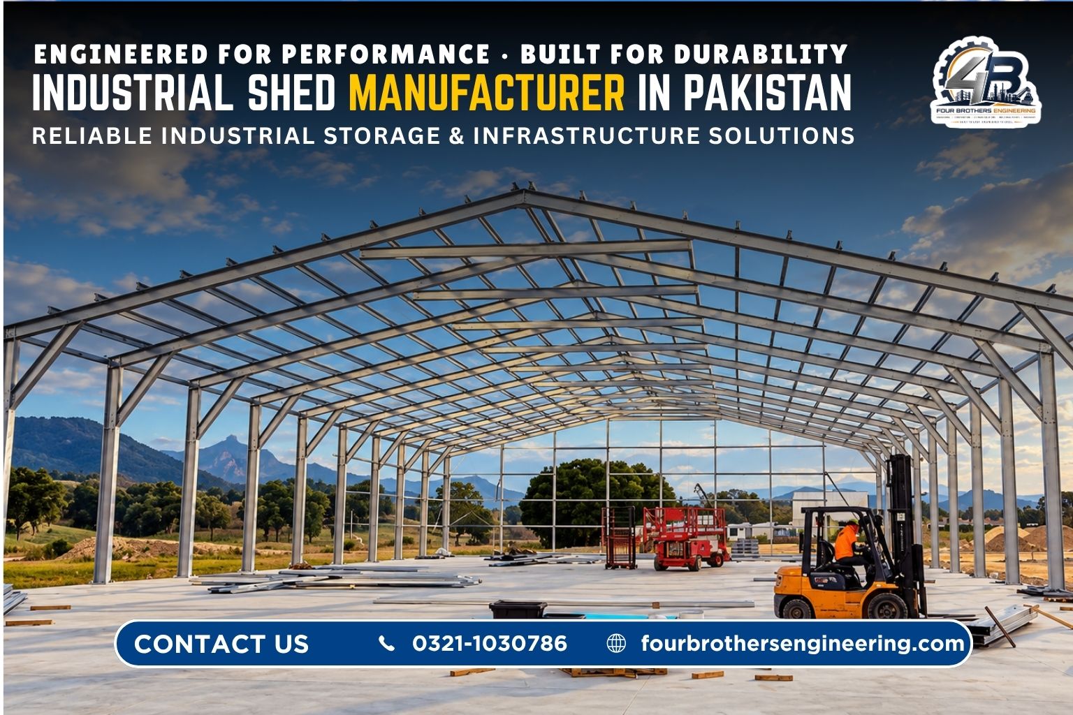 Industrial sheds manufacturer in Pakistan - PEB steel structure shed by Four Brothers Engineering