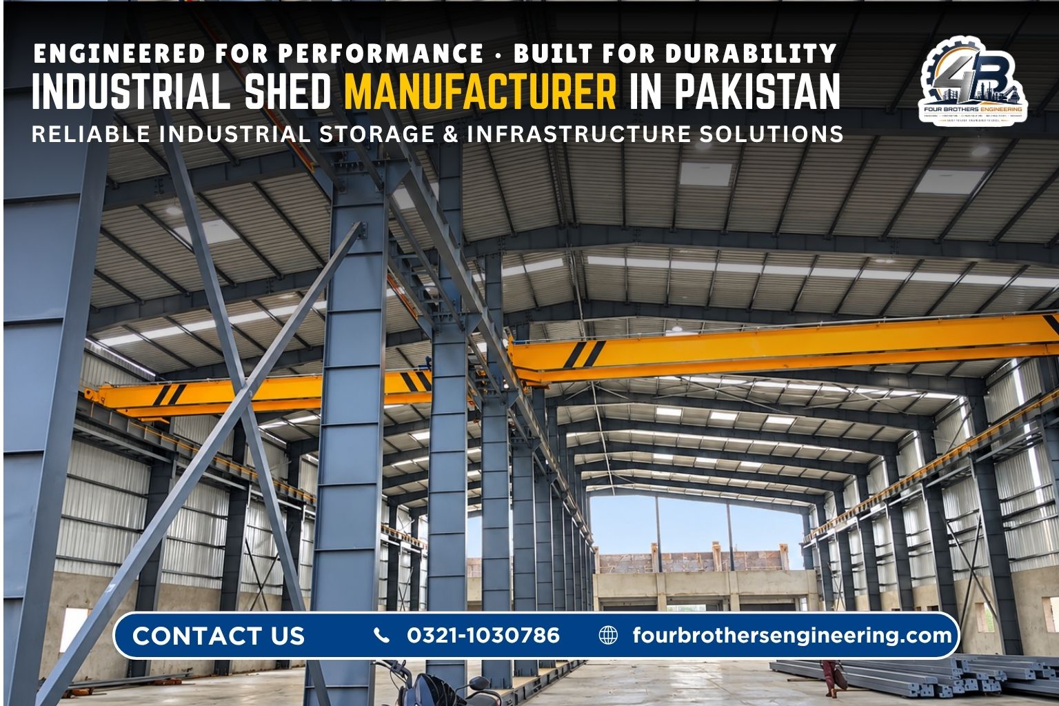 Industrial sheds manufacturer in Pakistan - PEB steel structure shed by Four Brothers Engineering
